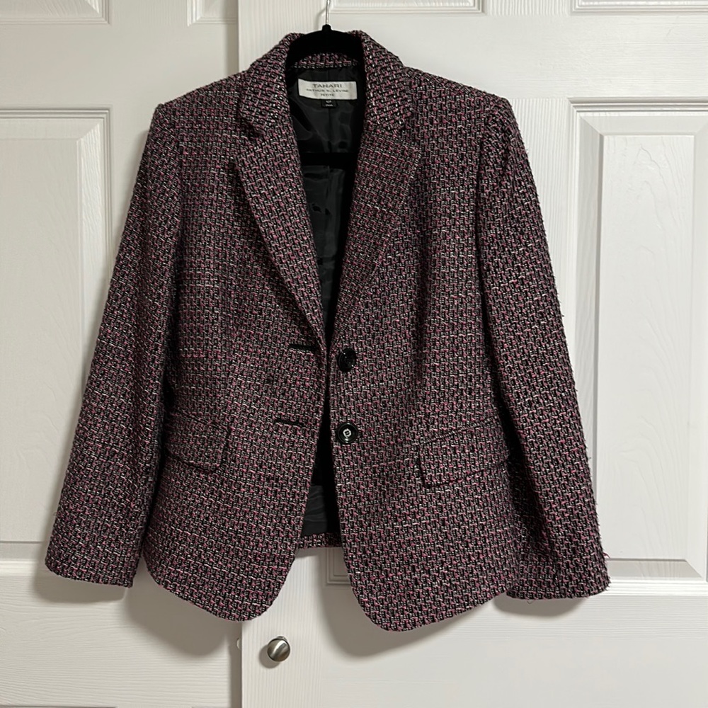 Tahari Arthur Levine tweed blazer 10P